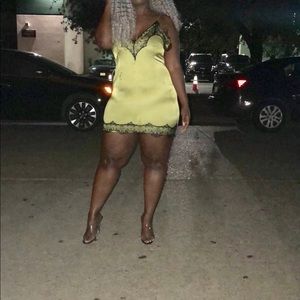 Lime free and black dress